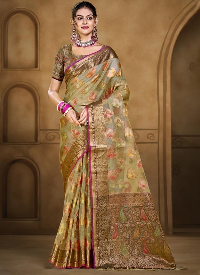 Organza Multi Color Festival Wear Weaving Saree